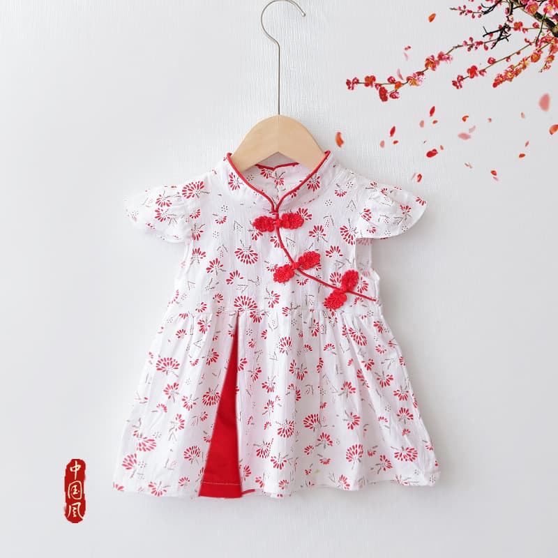 Dress girl's, skirt, children's thin summer clothing, cheongsam, small princess costume, Chinese style
