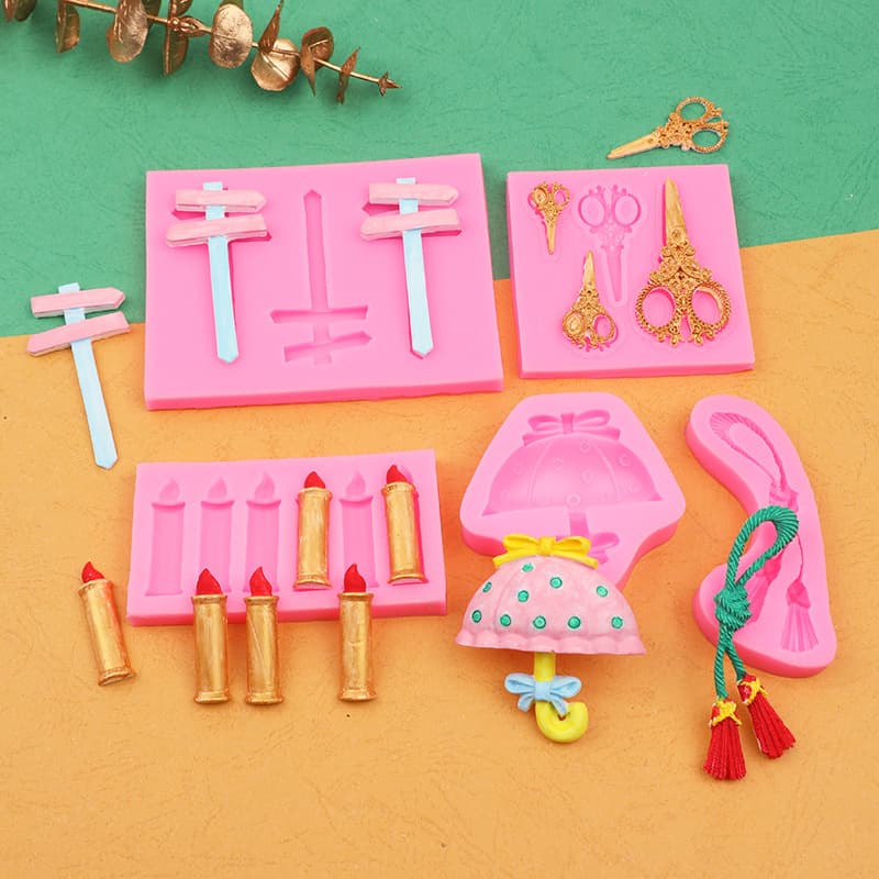 Signboard, scissors, candle, umbrella, acrylic fondant, silicone clay, DIY 2
