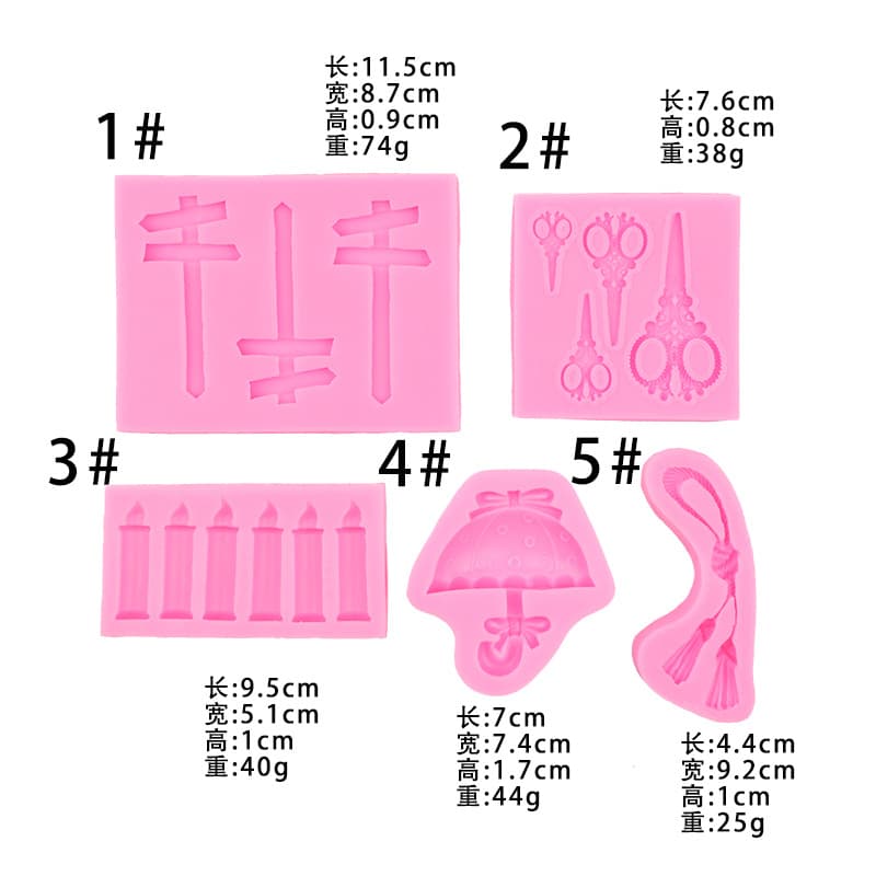 Signboard, scissors, candle, umbrella, acrylic fondant, silicone clay, DIY 4