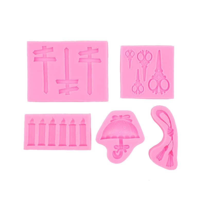 Signboard, scissors, candle, umbrella, acrylic fondant, silicone clay, DIY 5