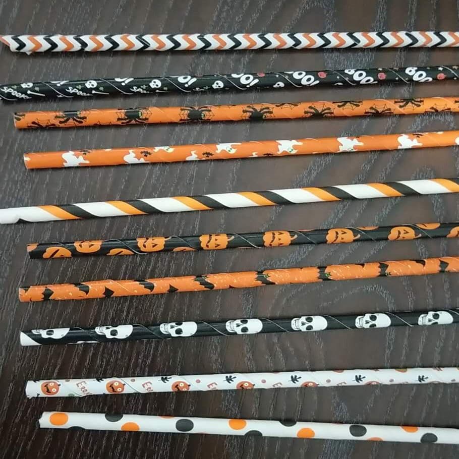 Degradable disposable righteous Ukraine Halloween straws, color skeleton party dessert dessert decorative beverages suction 2