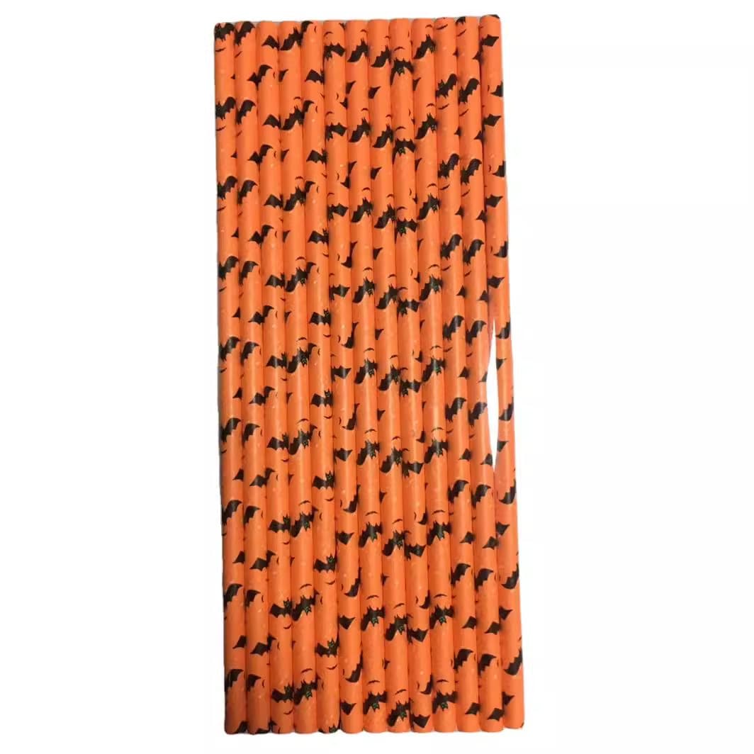 Degradable disposable righteous Ukraine Halloween straws, color skeleton party dessert dessert decorative beverages suction 4