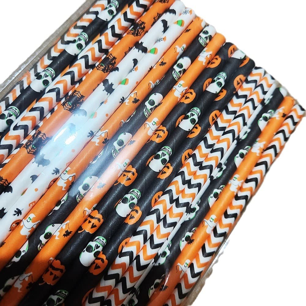 Degradable disposable righteous Ukraine Halloween straws, color skeleton party dessert dessert decorative beverages suction 5