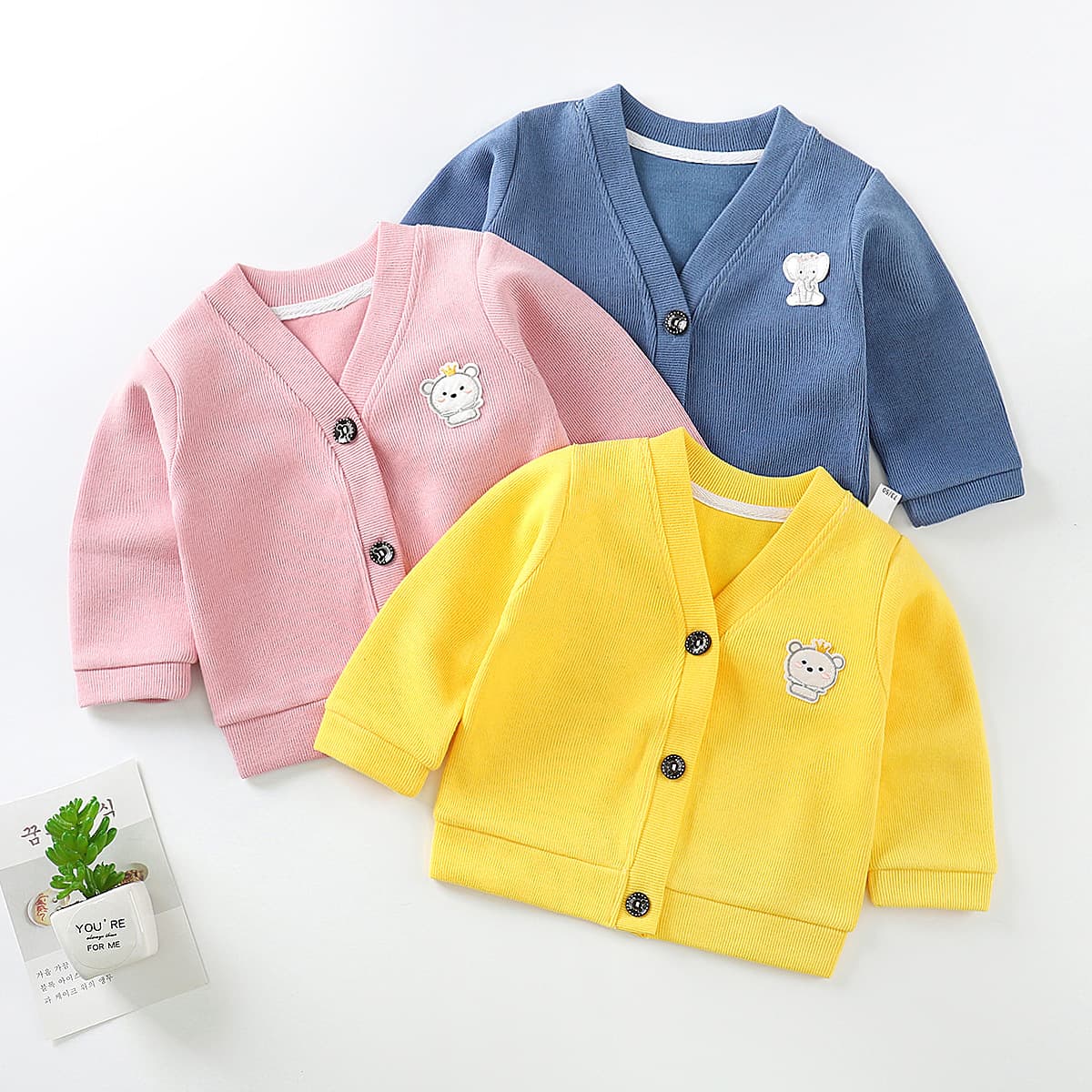 Children's knitted sweater, shirt, demi-season down jacket for early age, soft base cardigan 2