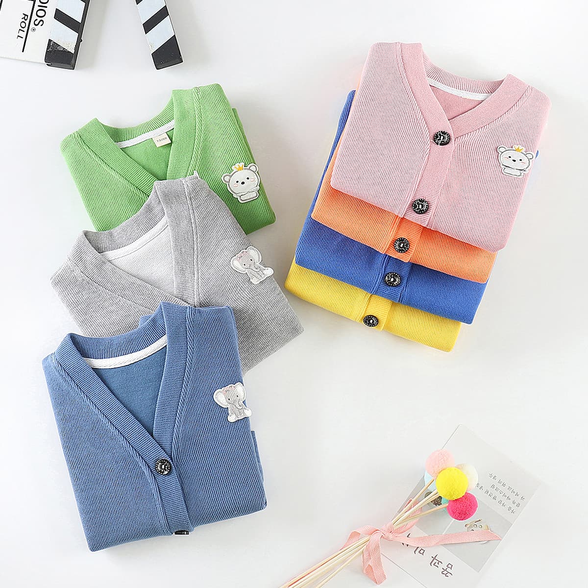 Children's knitted sweater, shirt, demi-season down jacket for early age, soft base cardigan 3