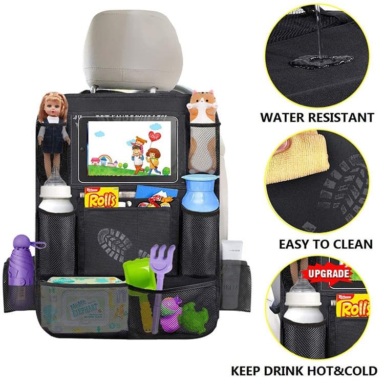 Seat, chair, universal storage bag, storage system, hanging organiser for car, free leg movement 5