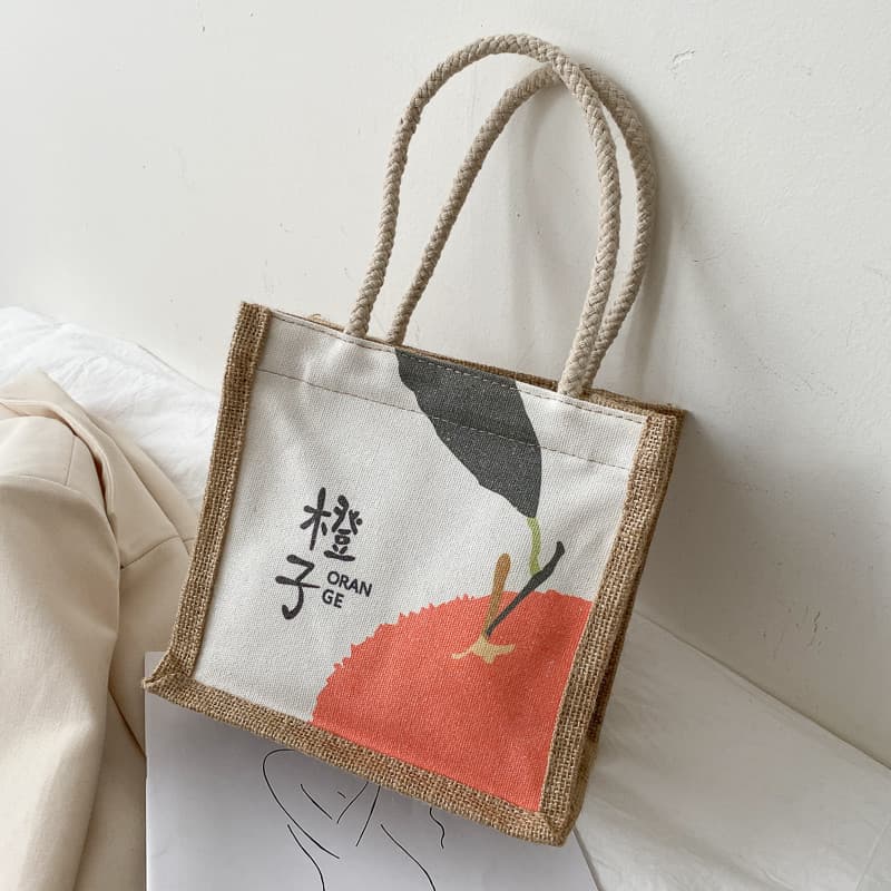 One-shoulder bag, Japanese cartoon capacious brand linen bag, food bag, for students