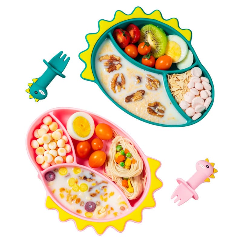(Cross-border trading), silicone dinner plate, children's set for food, bib for feeding, tableware 5