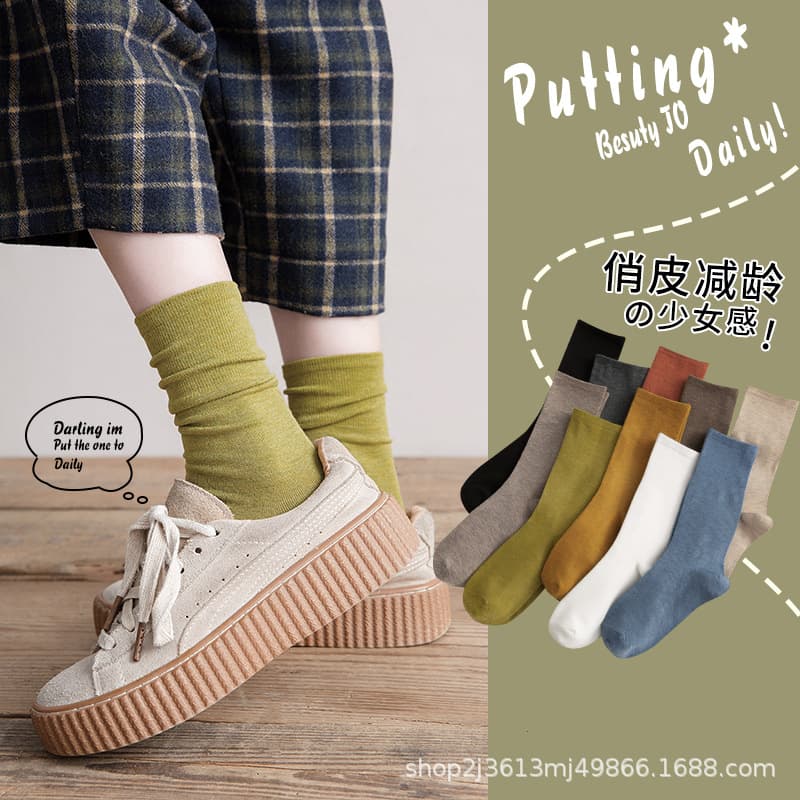 Tide, demi-season trend Japanese retro knee socks, mid-length, Korean style