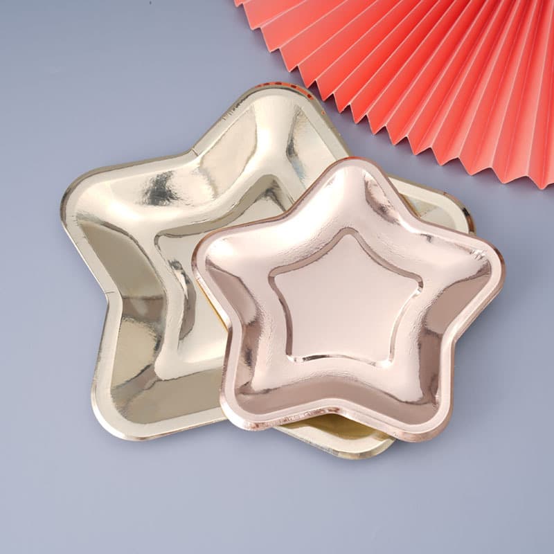 Love five-pointed star coated disposable paper plate paper plate barbecue plate birthday cake plate Valentine's Day paper plate 3