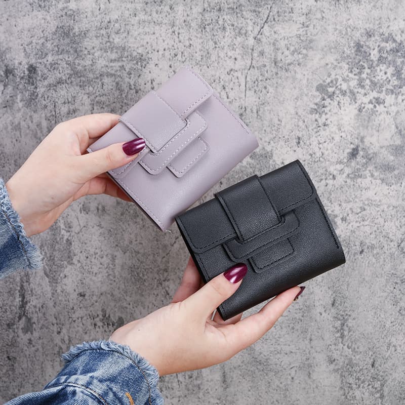Solid color wallet, shoulder bag, hand loop bag, short fashionable universal small clutch bag, Korean style 3