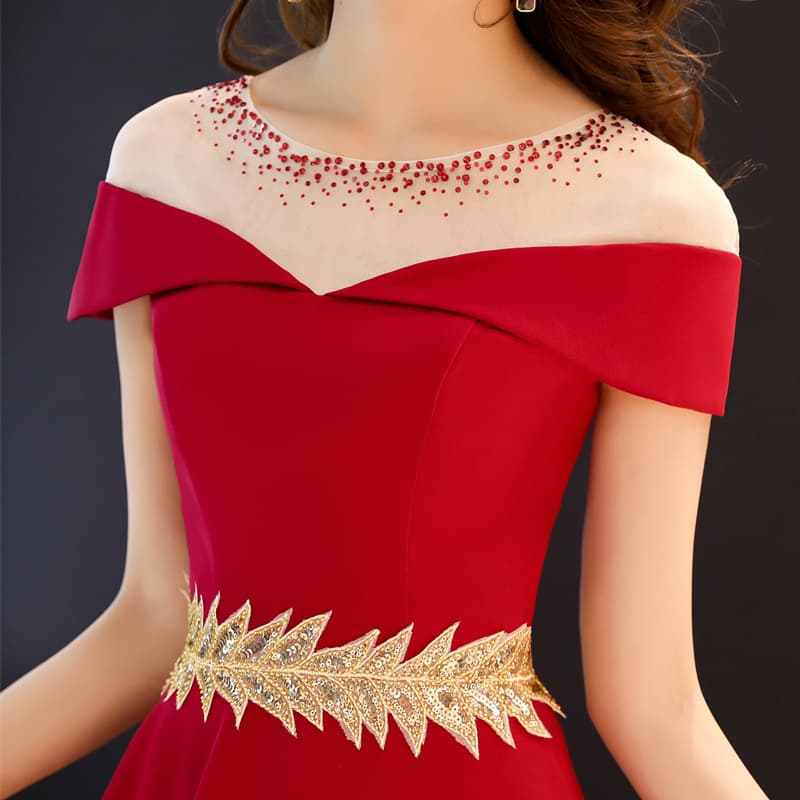 Burgundy evening dress, short wedding dress, 2021 collection 2