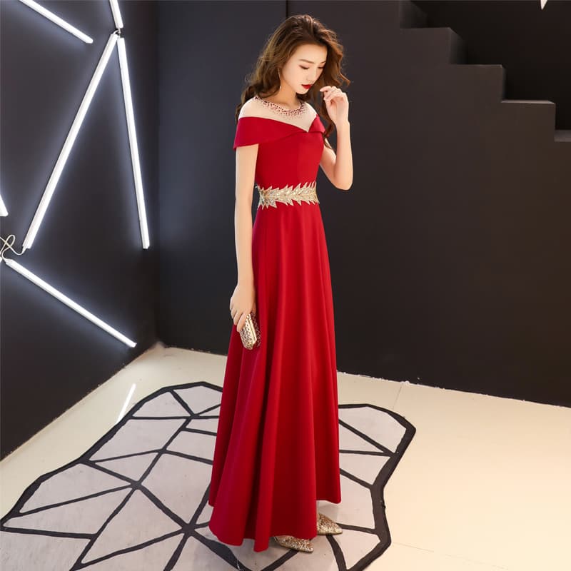 Burgundy evening dress, short wedding dress, 2021 collection 3