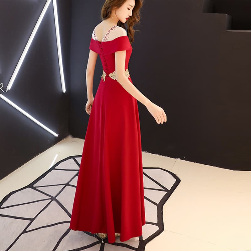 Burgundy evening dress, short wedding dress, 2021 collection 4
