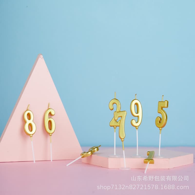 Golden digital candle 0-9 digital birthday candle cake decoration plug-in gold plated candle PVC box free shipping 3