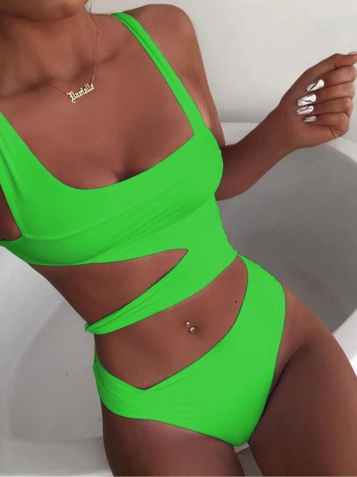 (Cross-border trading), bodysuit, solid color swimwear, European style 3