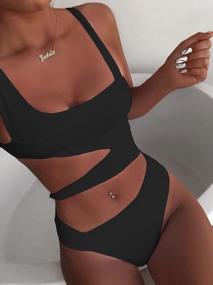 (Cross-border trading), bodysuit, solid color swimwear, European style 4