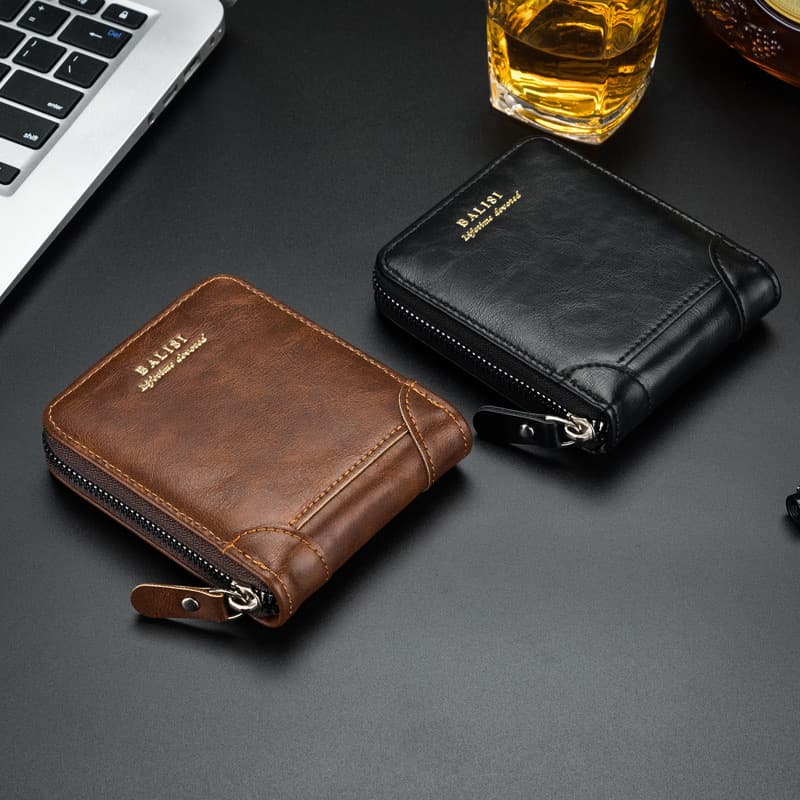 Wallet for driver's license, men's retro case, short universal card holder with zipper, simple and elegant design 2