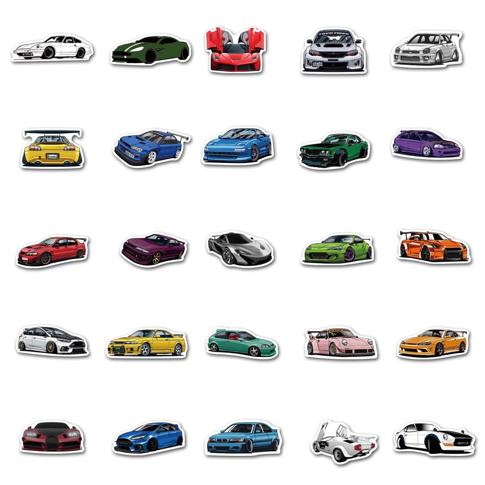 Cartoon racing car, skateboard, suitcase, waterproof box, waterproof sticker, print, graffiti 4