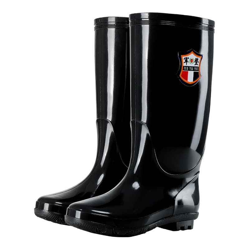 Four seasons thickened plush high tube rain boots men's middle tube high tube and fluffy boots long tube Korean kitchen construction site rubber shoes men 5