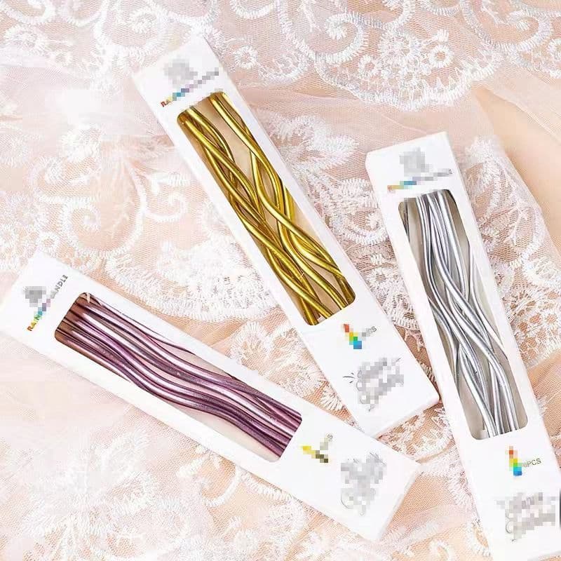 Bending curve birthday candle creative party birthday cake spiral candle decorative gold -plated gold -plated golden candle 4