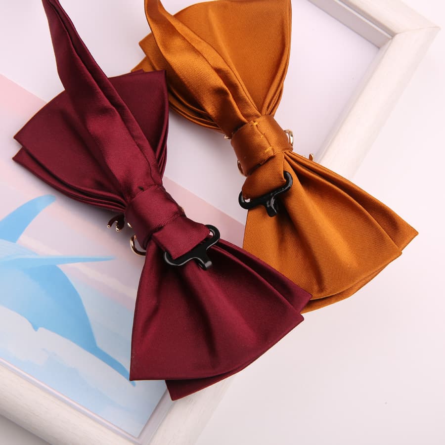 Red black solid color bow tie, suit with bow 3