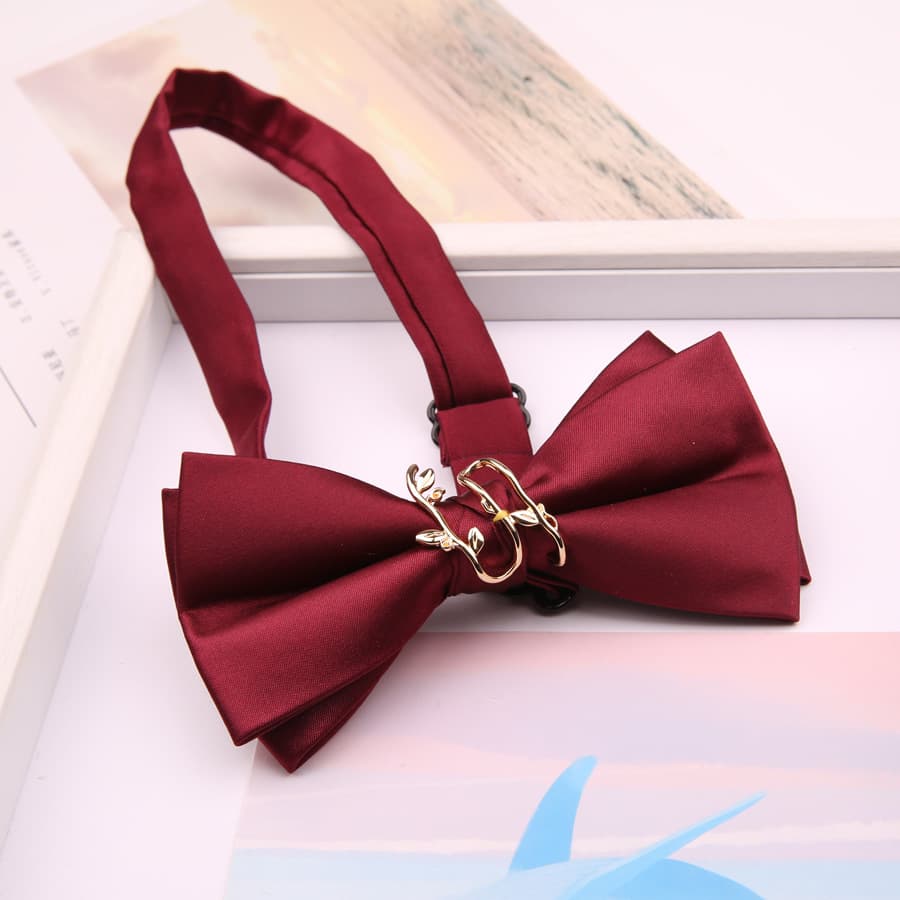 Red black solid color bow tie, suit with bow 4