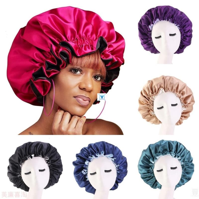 WOMEN NIGHT SLEEP CAP SATIN ELISTIC BONNET HAT FOR HAIR CARE 2