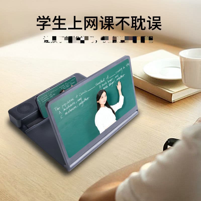 Mobile phone, screen, wireless tubing, speakers, tablet magnifying glass, rotating projector, 3D 3