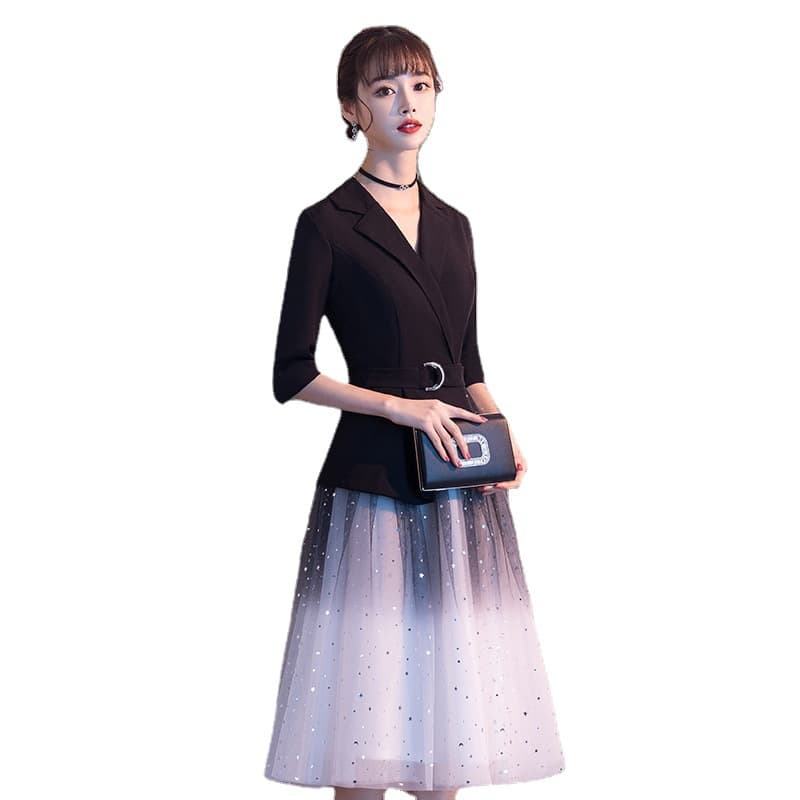 Long evening dress, mid-length, for teenagers 5