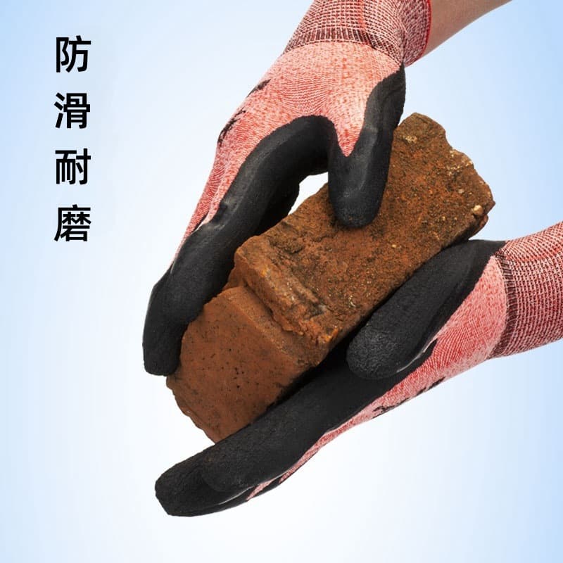 Luguang F6 foam hanging glue rubber laborers gloves high elastic wrinkles dipping and wear -resistant work protective rubber gloves 3