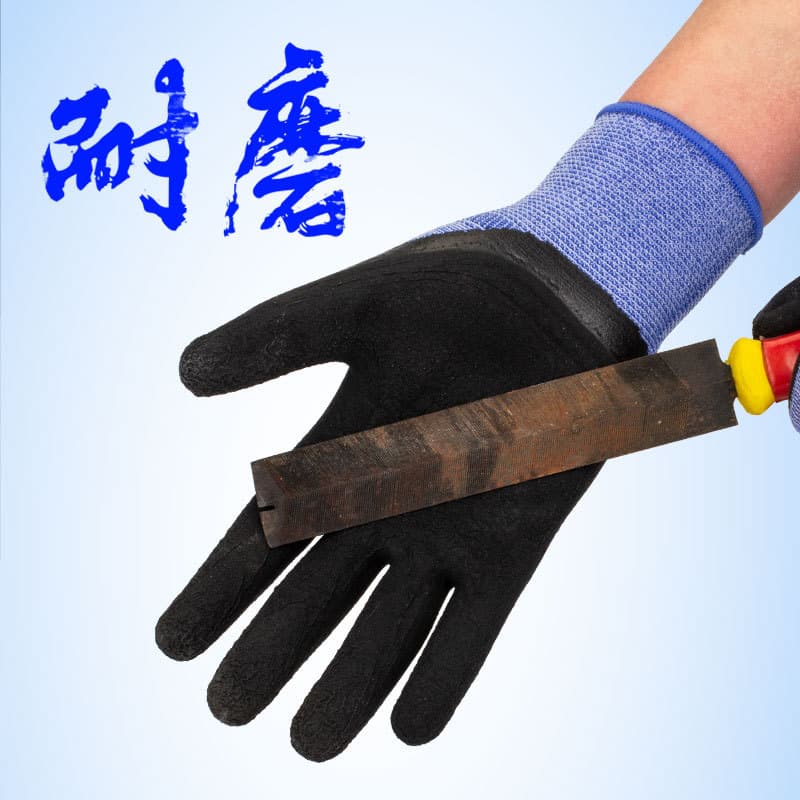 Luguang F6 foam hanging glue rubber laborers gloves high elastic wrinkles dipping and wear -resistant work protective rubber gloves 4
