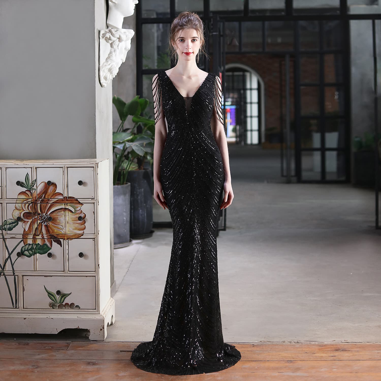 Car model, evening dress, 2021 years, new collection, "fish tail" cut, internet celebrity 4