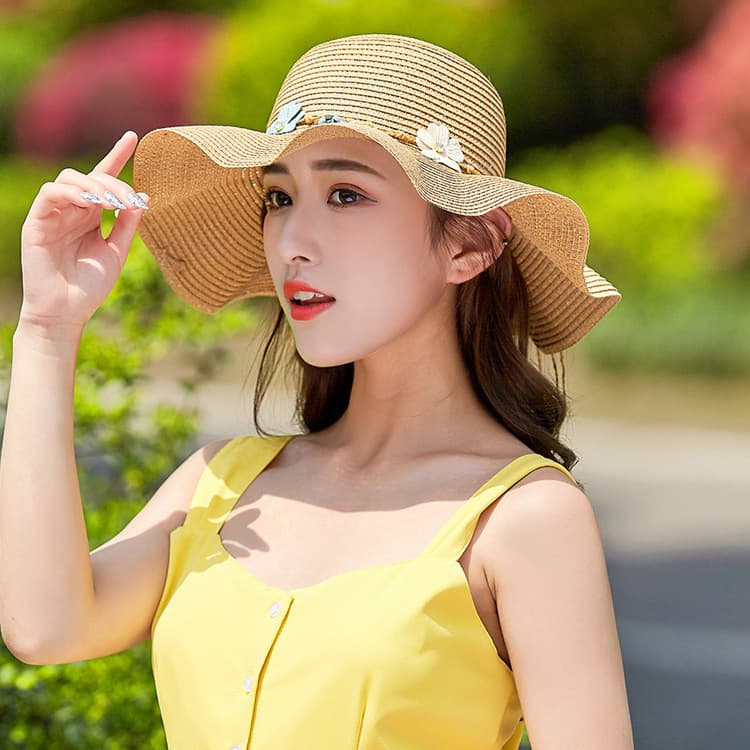 (Wholesale), fashionable summer beach wavy sun hat, Korean style 3