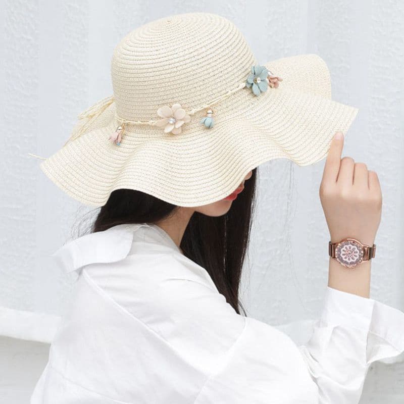 (Wholesale), fashionable summer beach wavy sun hat, Korean style 4