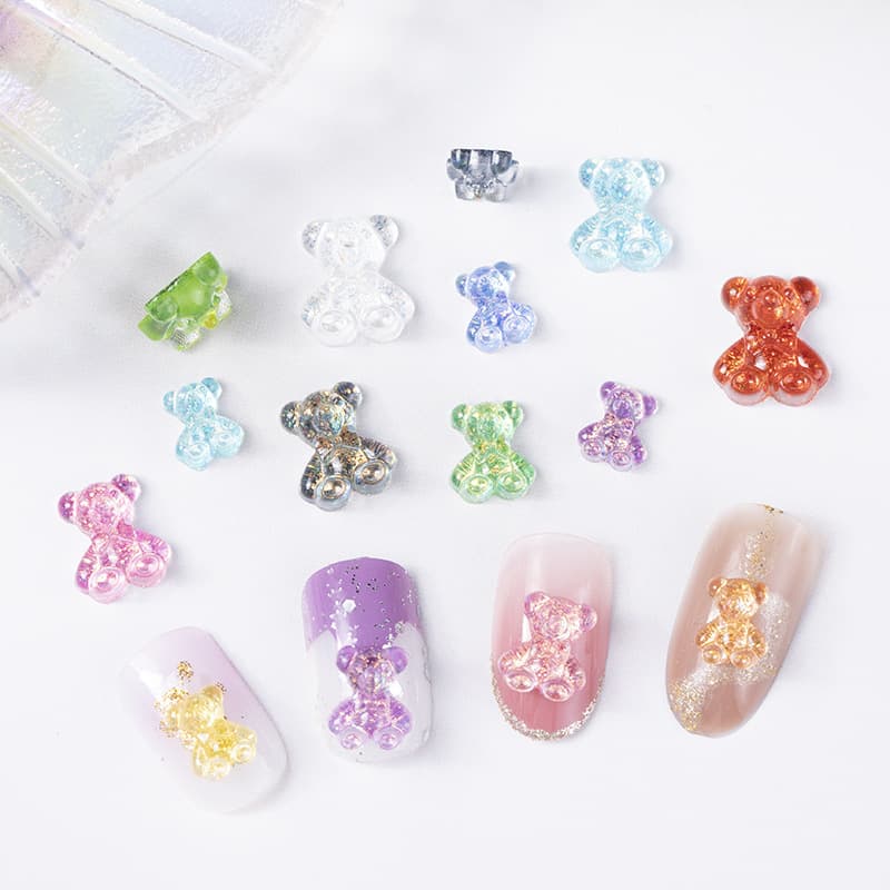 Cartoon accessories, three dimensional nail stickers for nails, accessory, new collection, with little bears 3