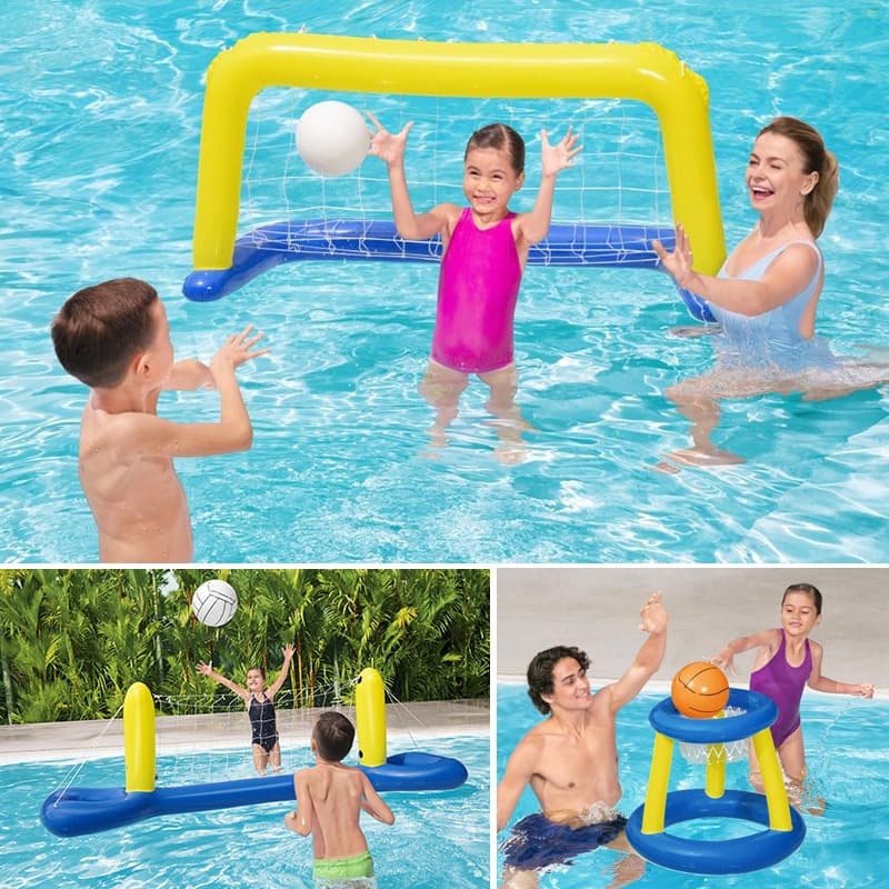 Toy for children and adults, inflatable swimming pool play in water, volleyball handball water stand, family style