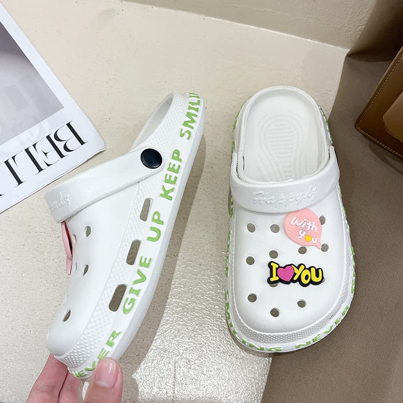 Tide, fashionable non-slip cute Crocs-style slippers, summer beach mule platform, internet celebrity, suitable for outdoor wear, for beloved 4