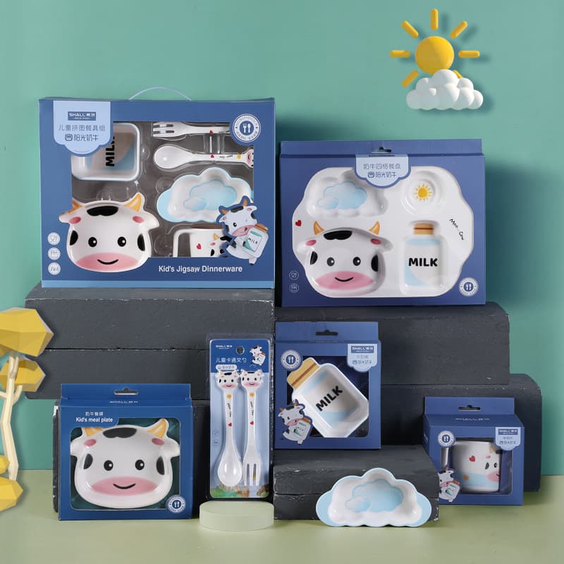 Tableware for feeding, set, children's gift box, cute cartoon dinner plate for mother and baby for kindergarten for students, Birthday gift 3