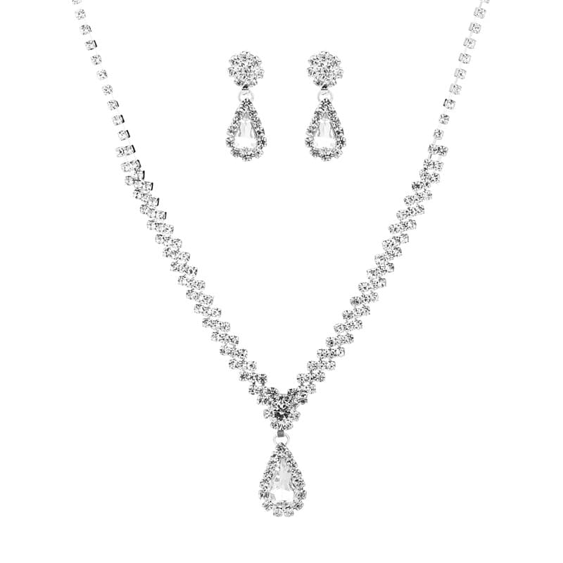 Accessory, metal necklace and earrings, set, jewelry for bride, 2 piece set 5