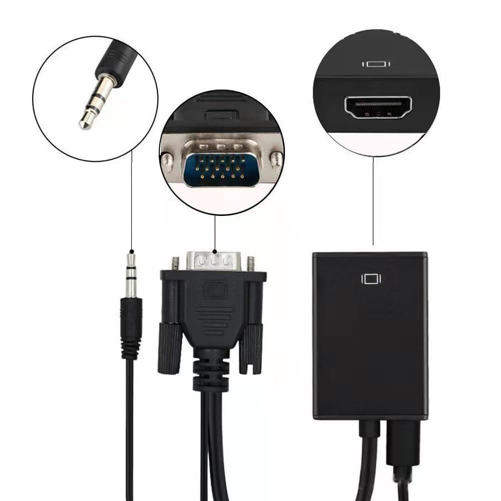 VGA to HDMI with audio and power supply adapter cable vga to hdmi computer TV high-definition video cable 3
