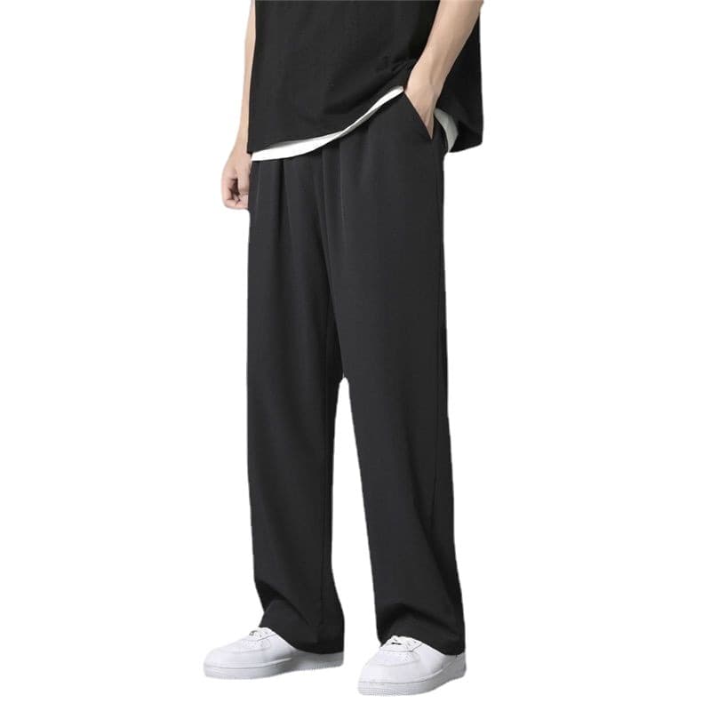 Tide, men's summer thin silk sports casual trousers, loose straight fit 5