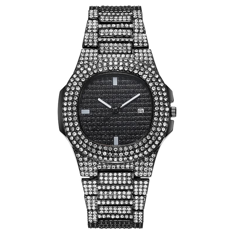 Fashionable square women's watch hip-hop style for men and women, gold watch, trend steel belt, quartz watches, European style, diamond encrusted 5