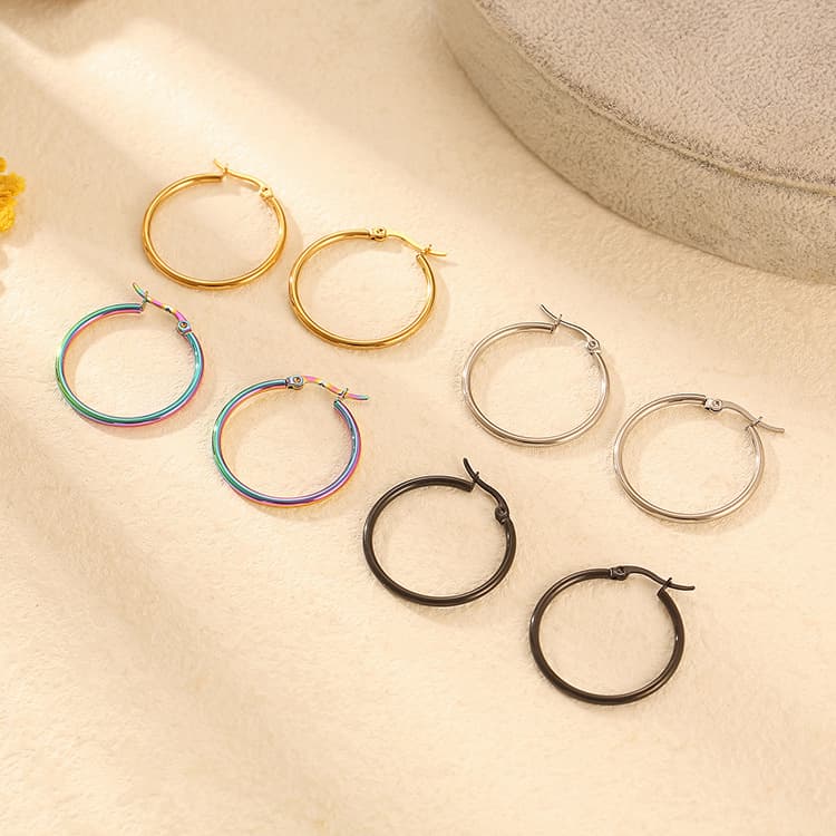 Fashionable golden trend geometric earrings stainless steel, simple and elegant design 4