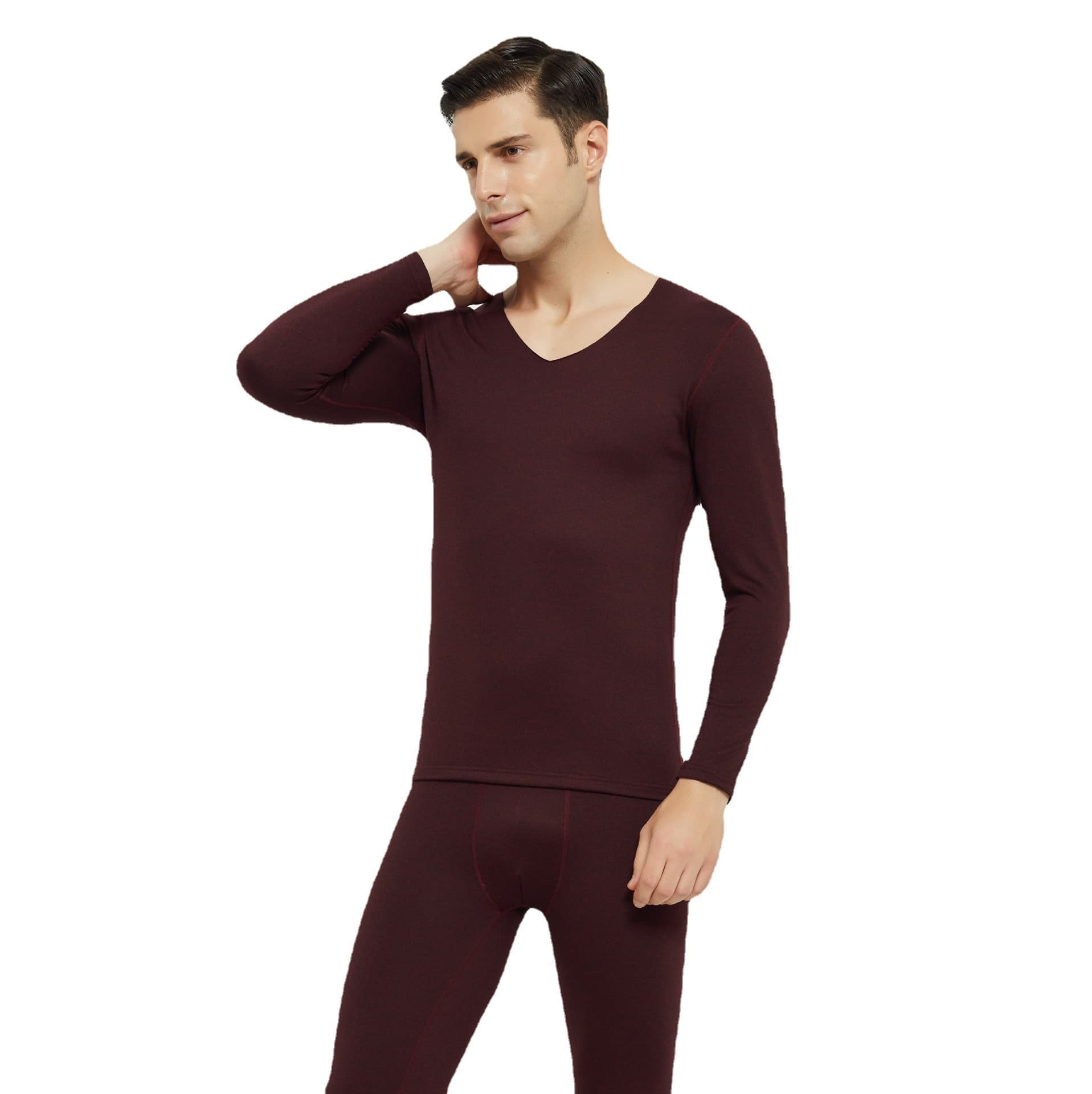 Insulated demi-season thin keep warm set, thermal underwear, V-neckline 4