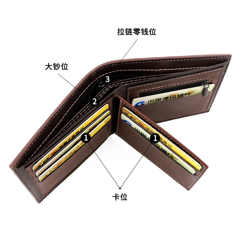 Fashionable short wallet, matte men's small clutch bag, city style 3