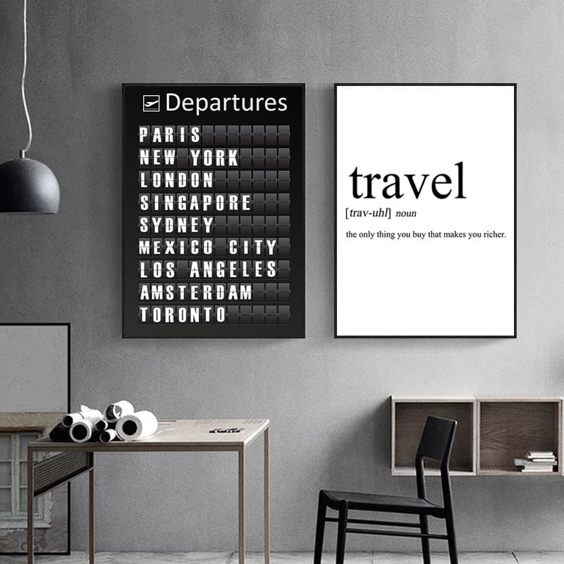 Amazon Travel Set Off Nordic Poster Black and White Quote Wall Art Painting Picture Living Room Decor Print 2