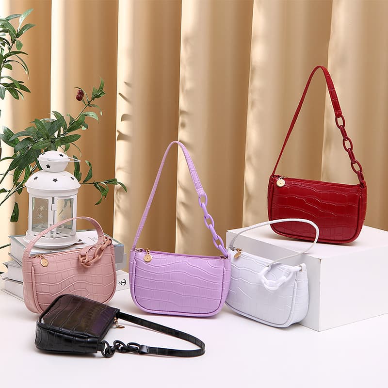 Underarm bag, one-shoulder bag, crocodile print, internet celebrity