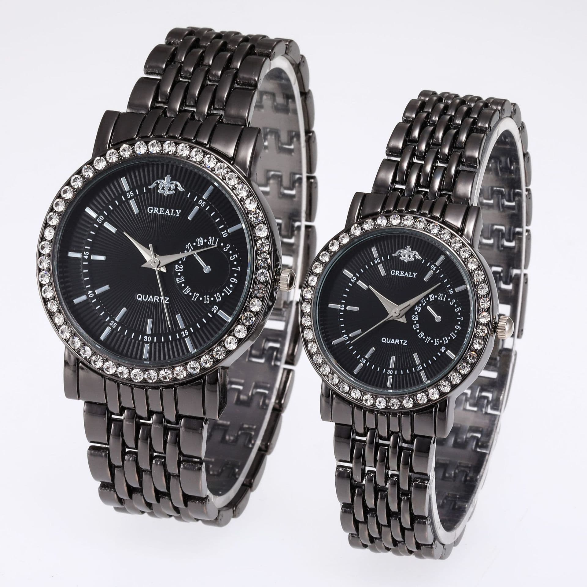 Calendar, men's watch for leisure, quartz golden set, for beloved 4