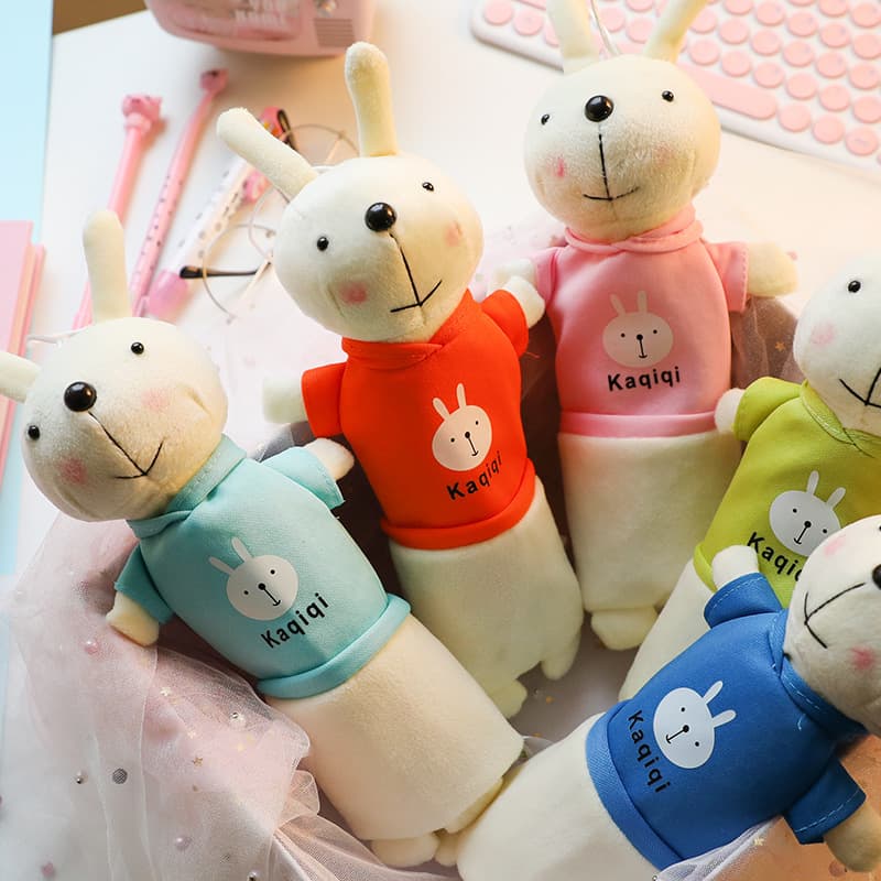 Plush rabbit, cartoon pencil case for students, universal doll 4